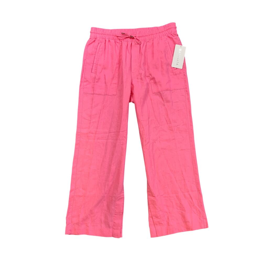 Athleta Pants Women Large Retreat Linen Wide Leg Elastic Drawstring Waist Pocket